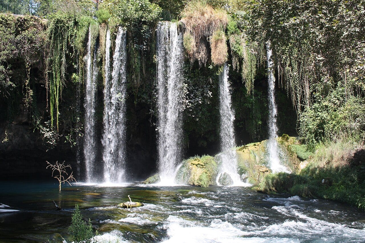 The Upper Düden waterfalls in their green park, Antalya