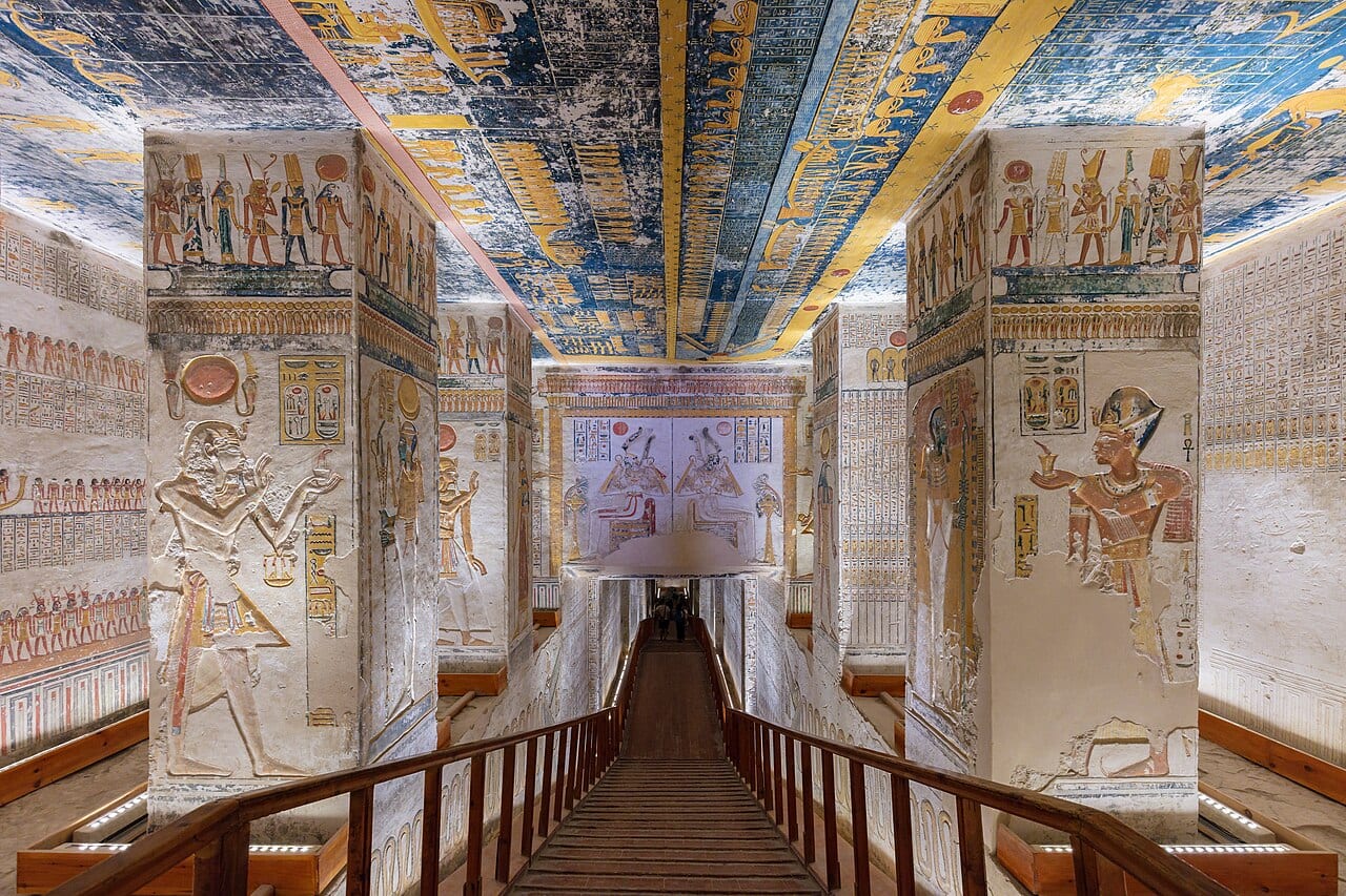 The painted corridor of the tomb of Ramesses V and VI in the Valley of the Kings