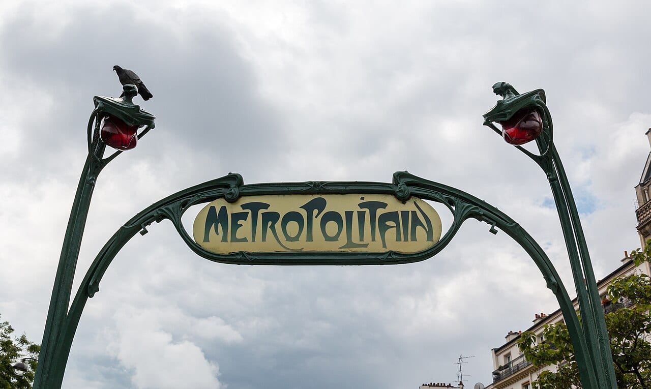 Entrance to the Menilmontant Metro station in Paris