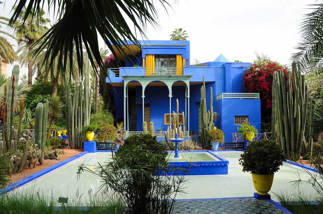 The cobalt-blue villa and cactus garden of Jardin Majorelle, Marrakech