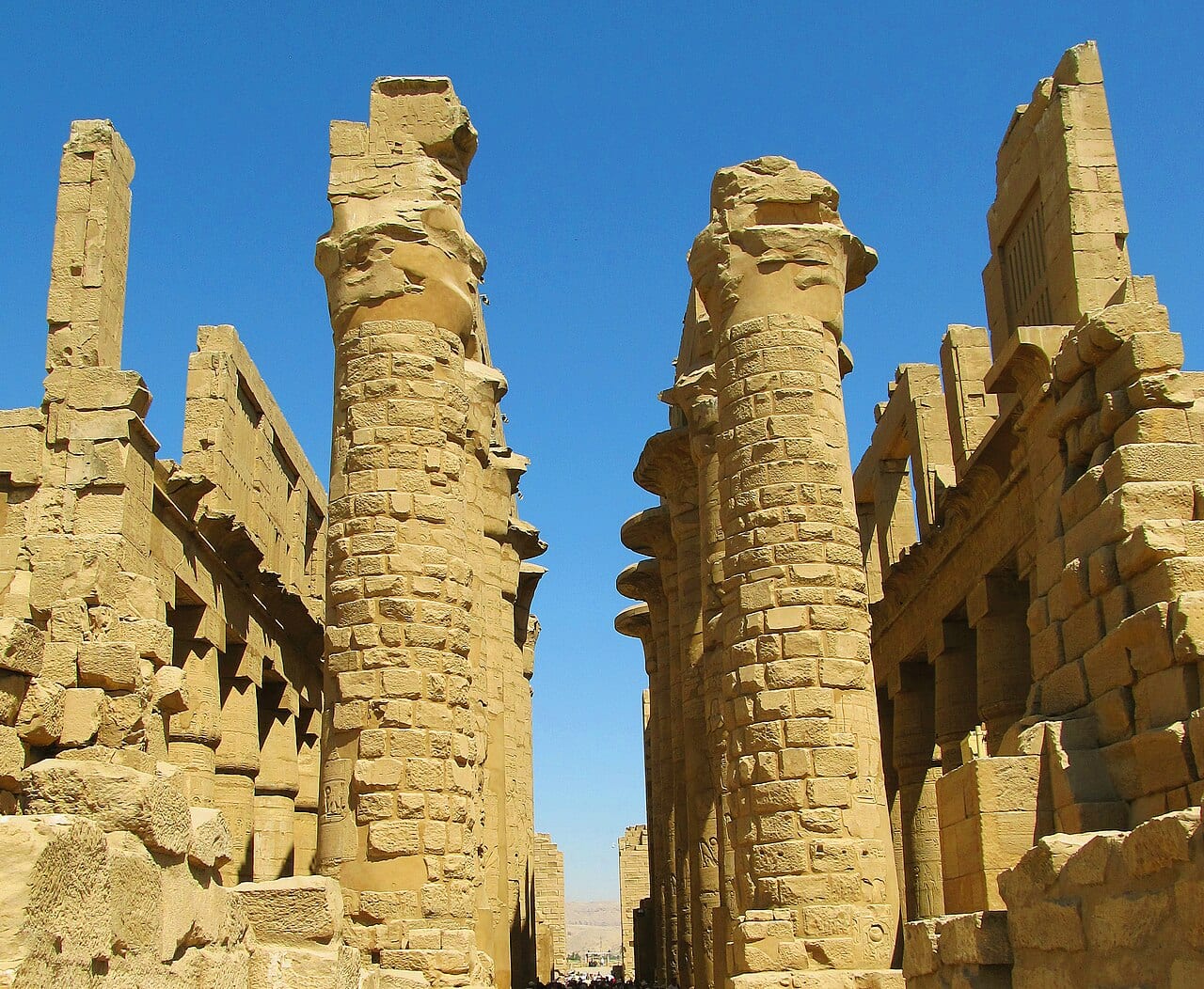 Giant papyrus columns of the Great Hypostyle Hall at Karnak