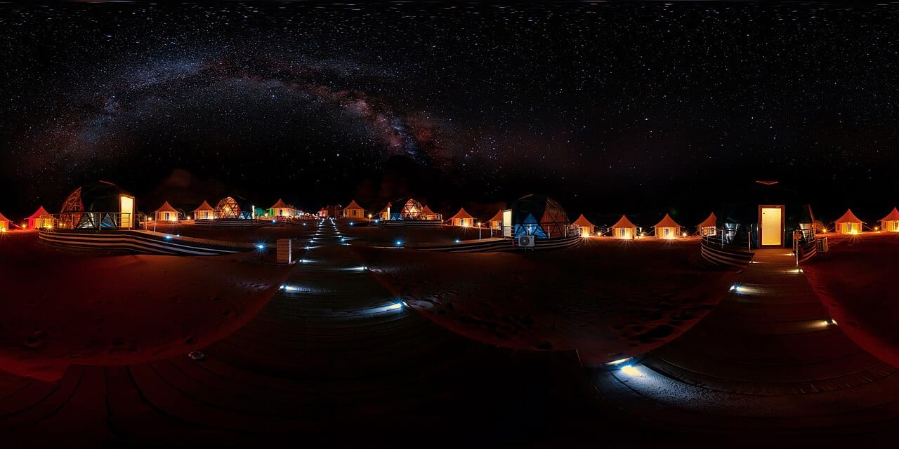 The Milky Way over the desert of Wadi Rum