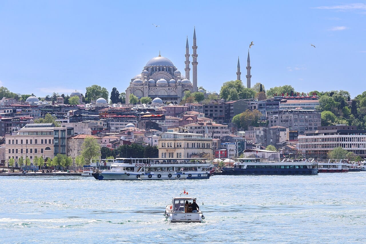 The Süleymaniye Mosque with its four minarets on the hill above the Golden Horn